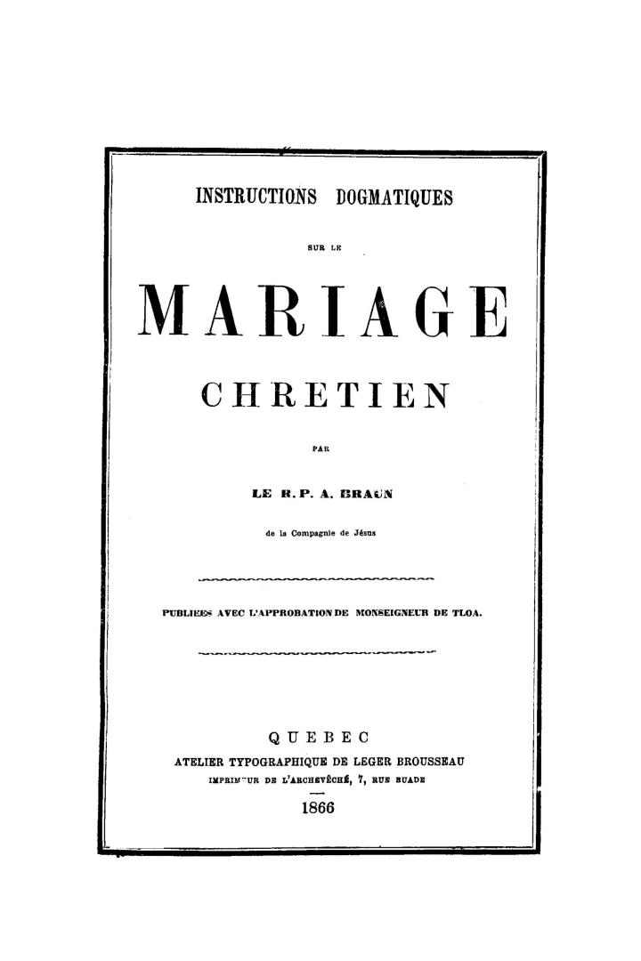 Instructions dogmatiques sur le mariage chrétien
