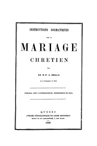 Instructions dogmatiques sur le mariage chrétien