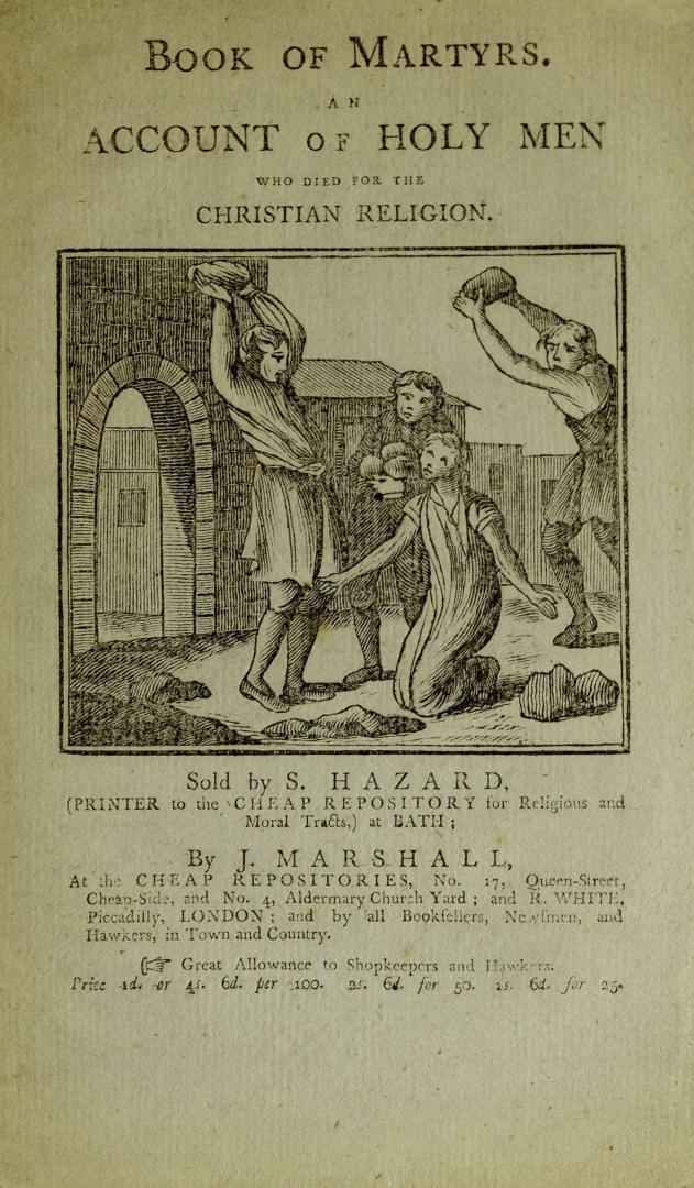 Book of martyrs : an account of holy men who died for the Christian religion