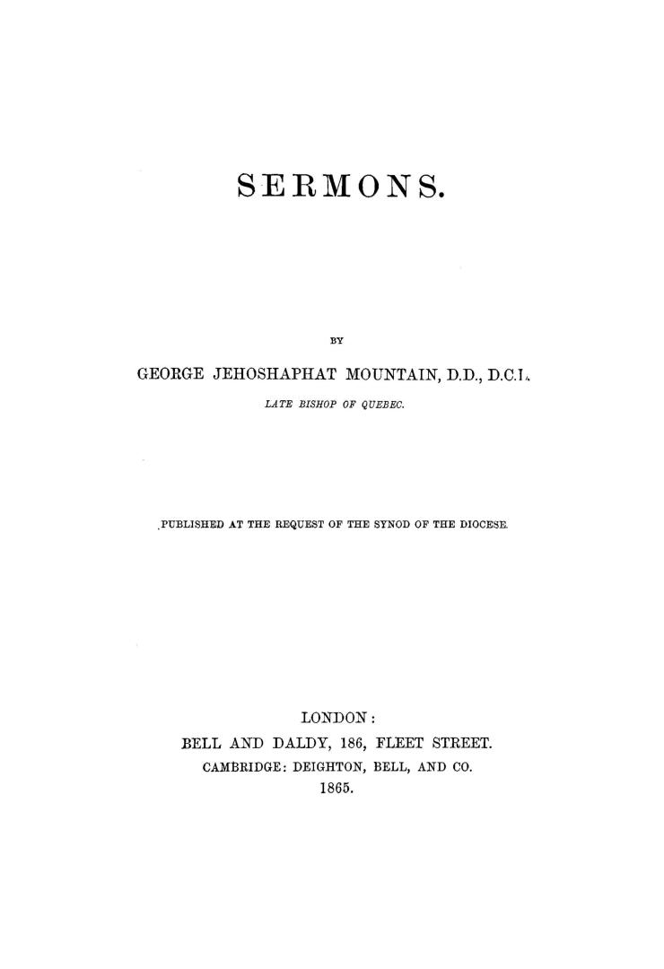 Sermons... published at the request of the synod of the diocese