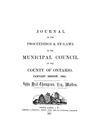 Journal of the proceedings and by-laws of the Municipal Council of the County of Ontario