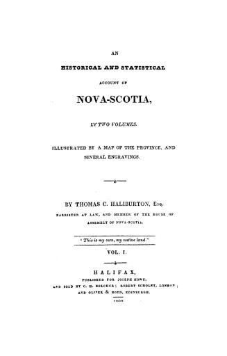 An historical and statistical account of Nova-Scotia