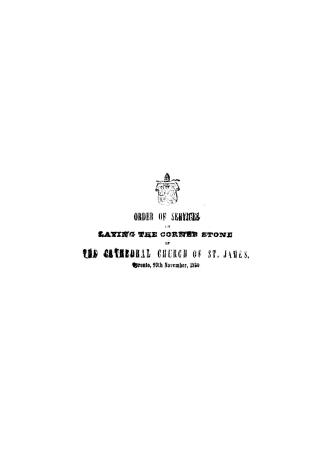 Order of services on laying the corner stone of the cathedral church of St