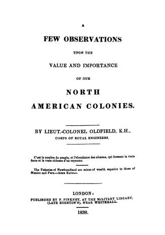 A few observations upon the value and importance of our North American colonies