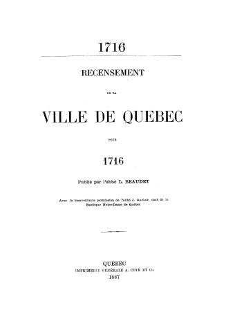 Recensement de la ville de Québec pour 1716
