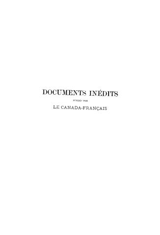Collection de documents inédits sur le Canada et l'Amérique