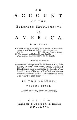 An account of the European settlements in America