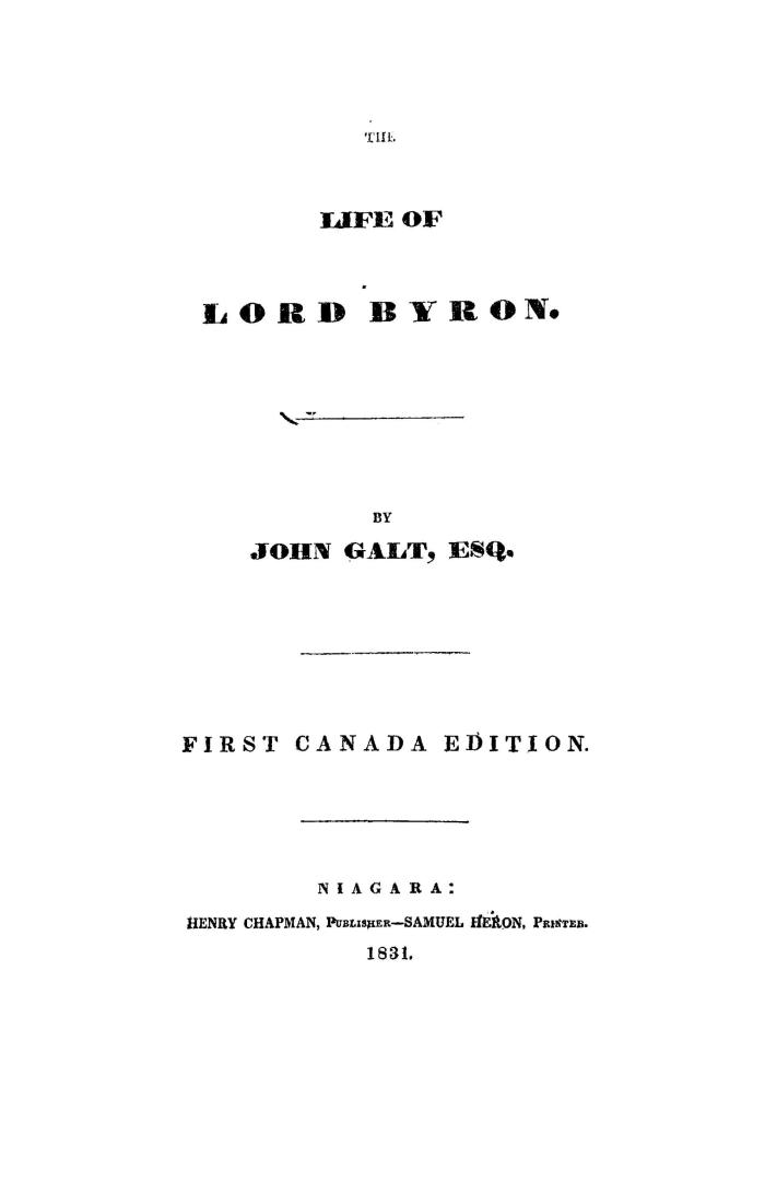The life of Lord Byron
