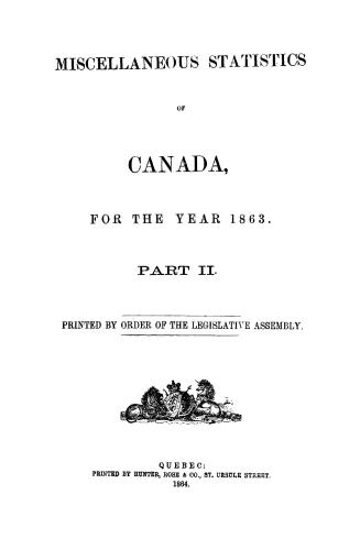 Miscellaneous statistics of Canada, for the year