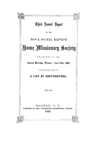 Annual report of the Nova Scotia Baptist Home Missionary Society