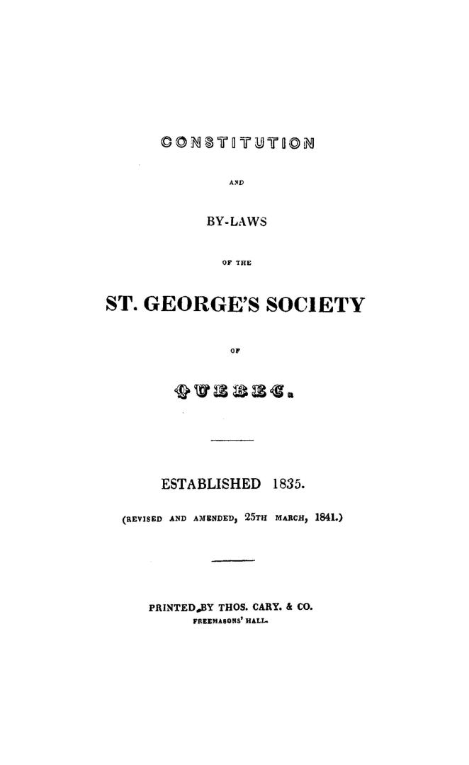 Constitution and by-laws of the St