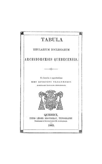 Tabula titularium ecclesiarum archidioecesis Quebecensis