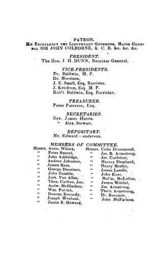 The formation and constitution of the York, U.C. Bible society, with the first address of its members to their Christian friends