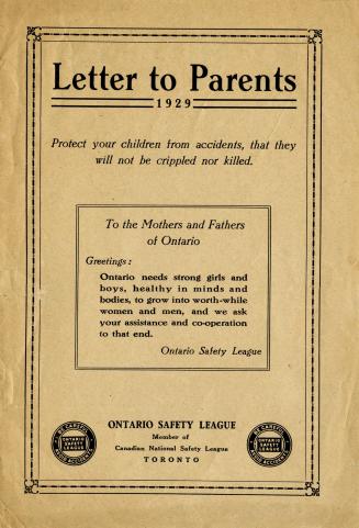 Letter to parents, 1929 : protect your children from accidents