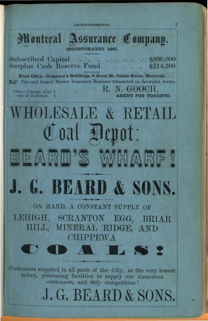 Hutchinson's Toronto directory 1862-63 : containing a general directory of the names of the inhabitants, a street directory, a business directory