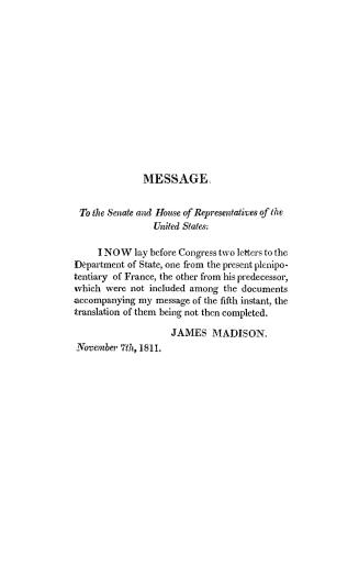 Message from the President of the United States, transmitting letters from the late and present plenipotentiaries of France to the Department of State(...)