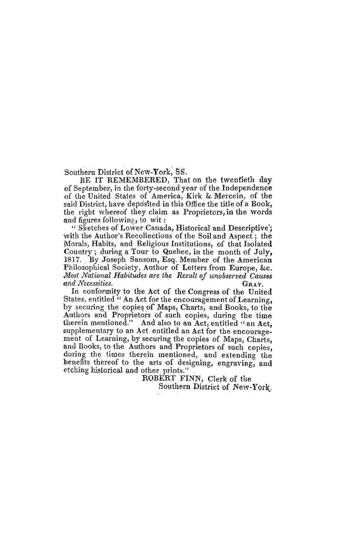 Sketches of Lower Canada, historical and descriptive, with the author's recollections of the soil and aspect, the morals, habits and religious institu(...)