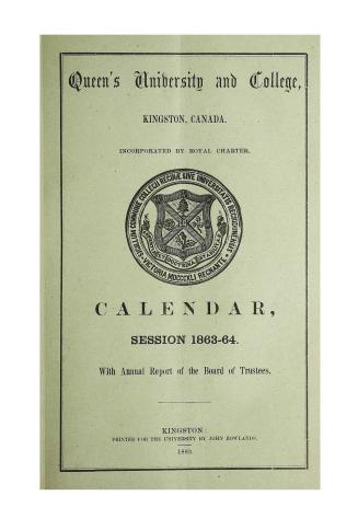 Calendar of the University of Queen's College, Kingston, Canada