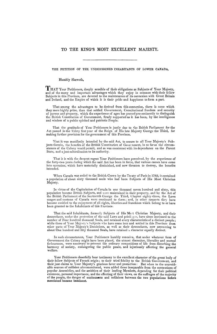 Lower Canada constitutional petition, 1835