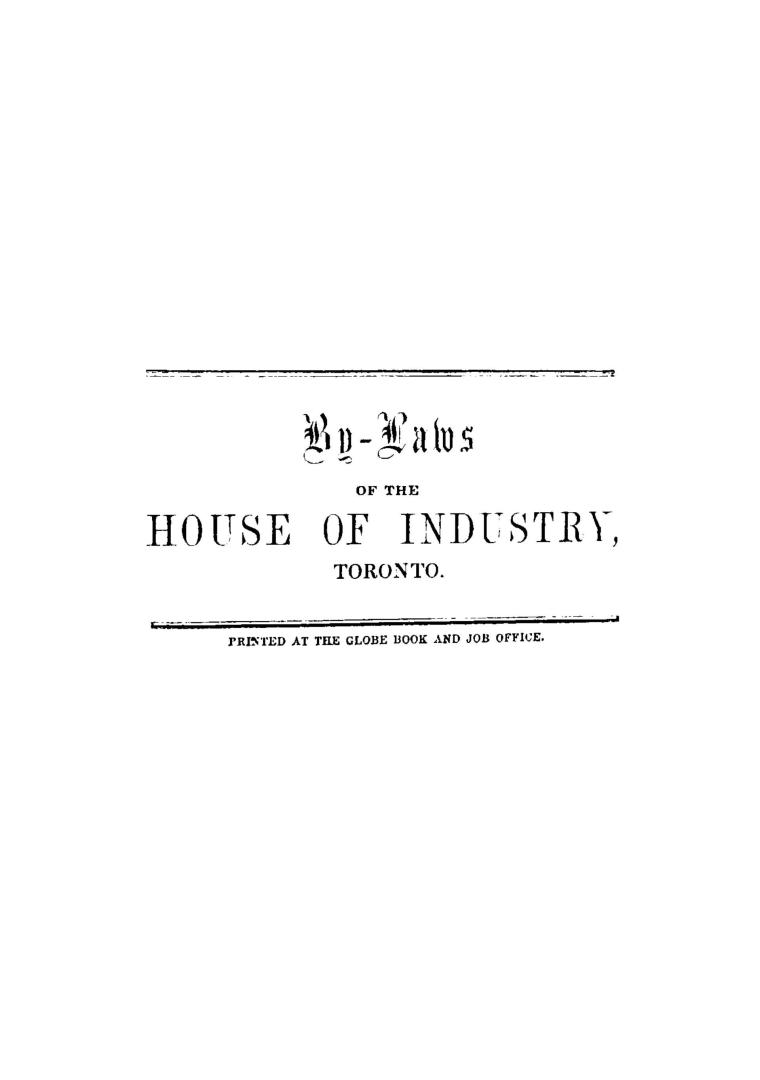 An Act to incorporate the House of Industry of Toronto