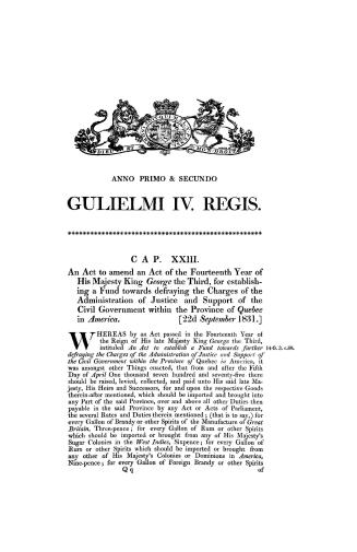 An act to amend an act of the fourteenth year of His Majesty King George the Third, for establishing a fund towards defraying the charges of the admin(...)