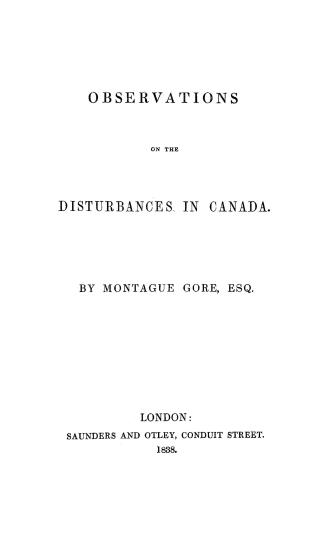 Observations on the disturbances in Canada