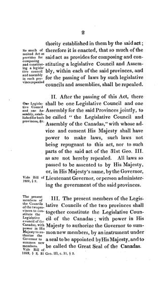 Abstract of a bill for uniting the legislative councils and assemblies of the provinces of Lower Canada and Upper Canada in one legislature, and to ma(...)