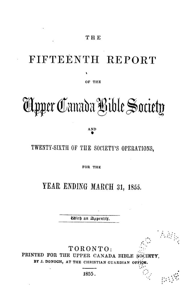 The... report of the Upper Canada Bible Society