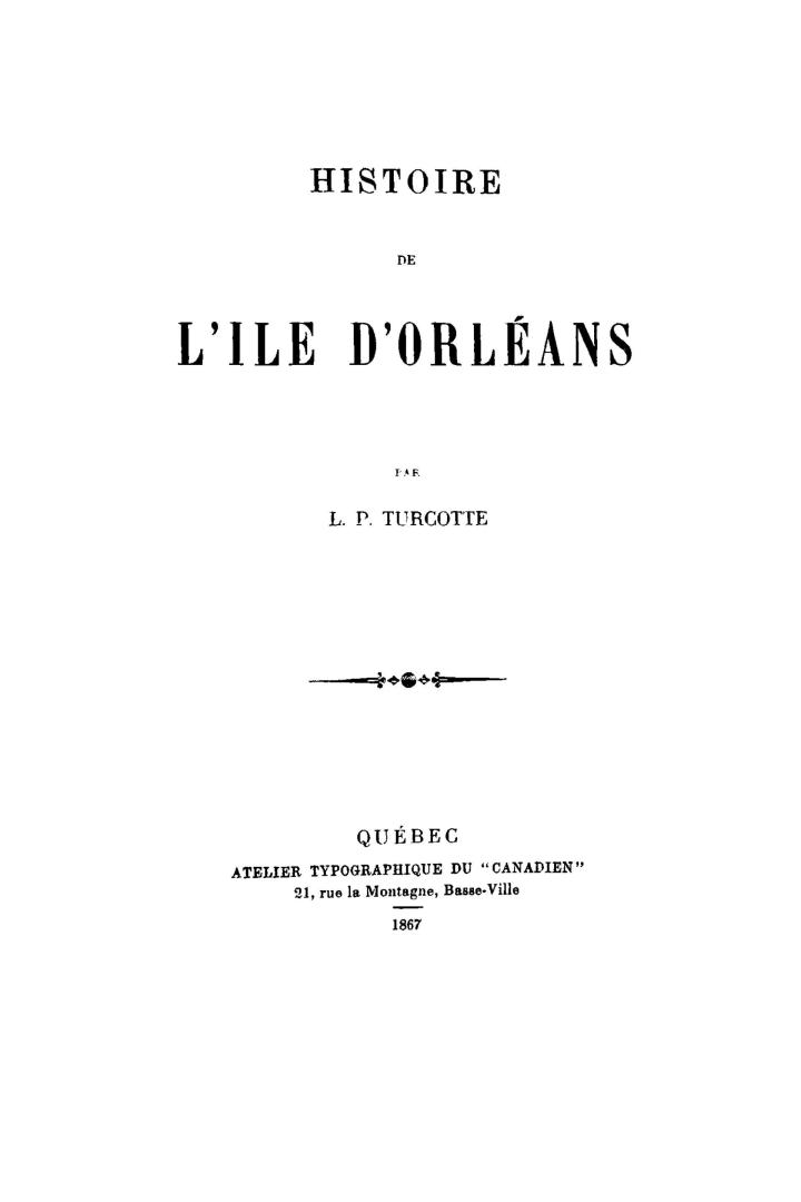 Histoire de l'Ile d'Orléans