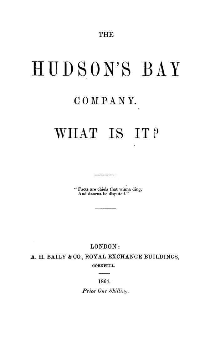 The Hudson's Bay company, what is it