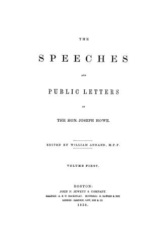 The speeches and public letters of the Hon
