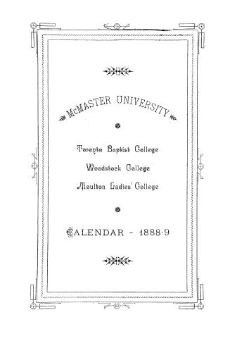 McMaster University : Toronto Baptist College, Woodstock College, Moulton Ladies' College : calendar