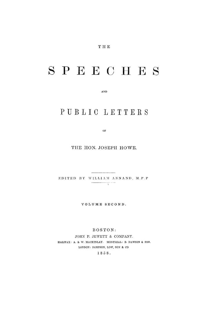 The speeches and public letters of the Hon