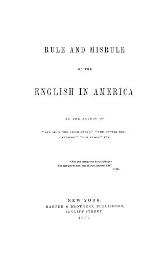 Rule and misrule of the English in America