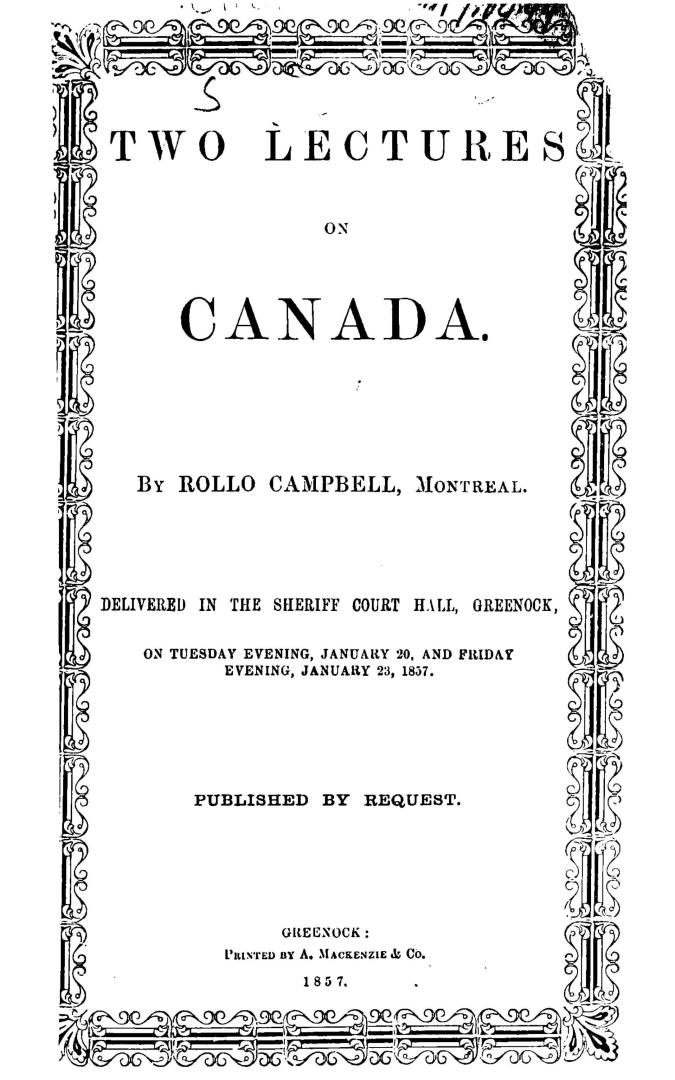 Two lectures on Canada