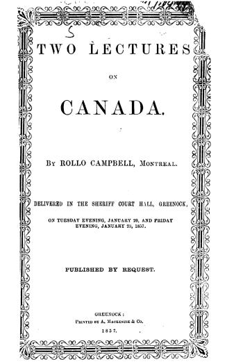 Two lectures on Canada