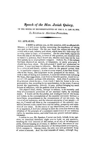 Speech ... in the House of representatives of the U.S., Jan. 25, 1812,