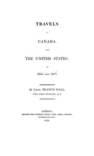 Travels in Canada and the United States