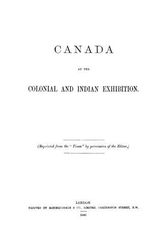 Canada at the Colonial and Indian exhibition