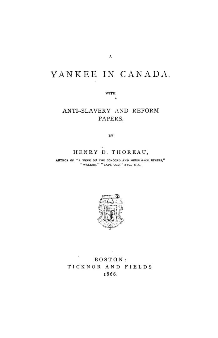 A Yankee in Canada with Anti-slavery and reform papers