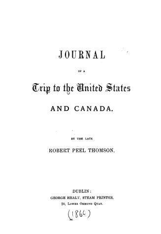 Journal of a trip to the United States and Canada