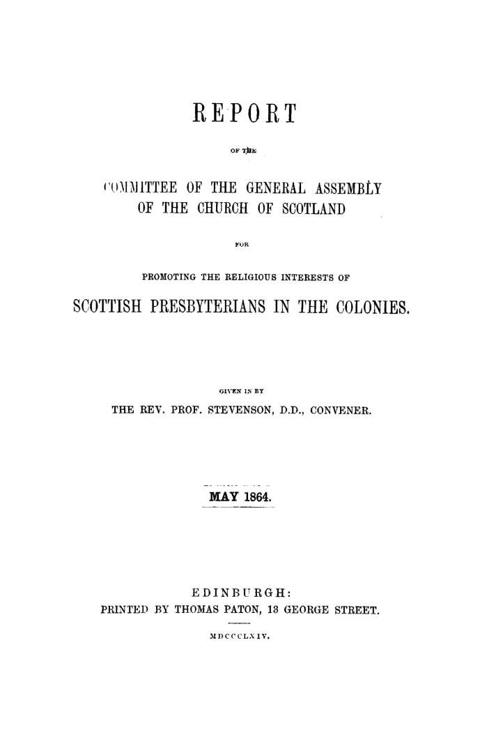 Report. With appendix, containing correspondence with the Colonial Office, and report of the North American Colonial Society of Glasgow