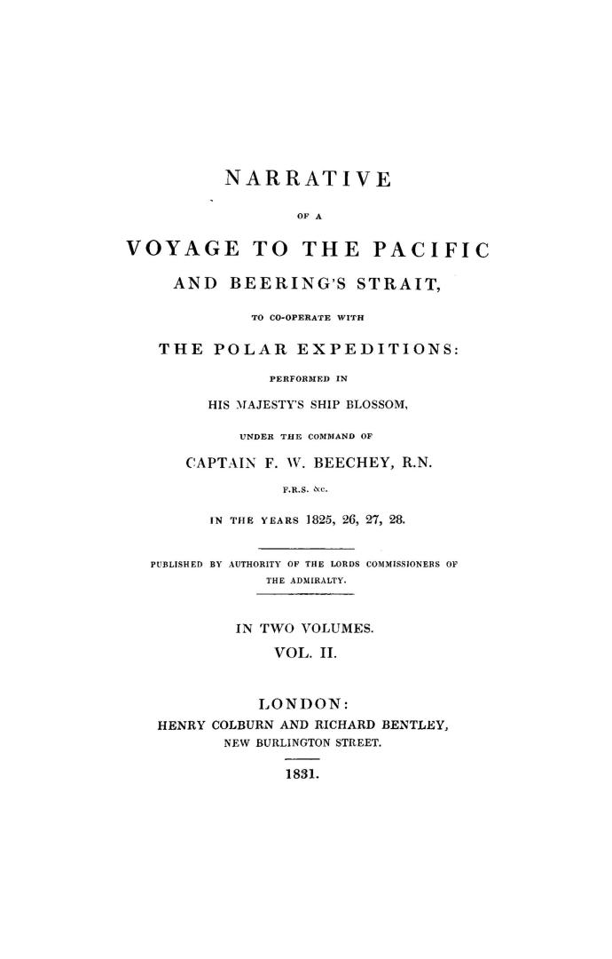 Narrative of a voyage to the Pacific and Beering's [sic] Strait,