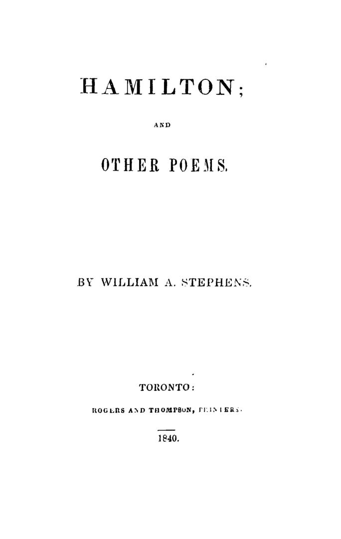 Hamilton and other poems
