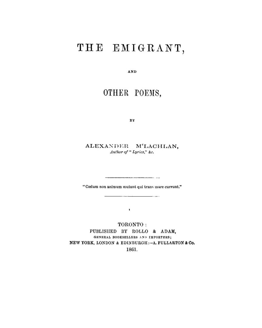 The emigrant, and other poems
