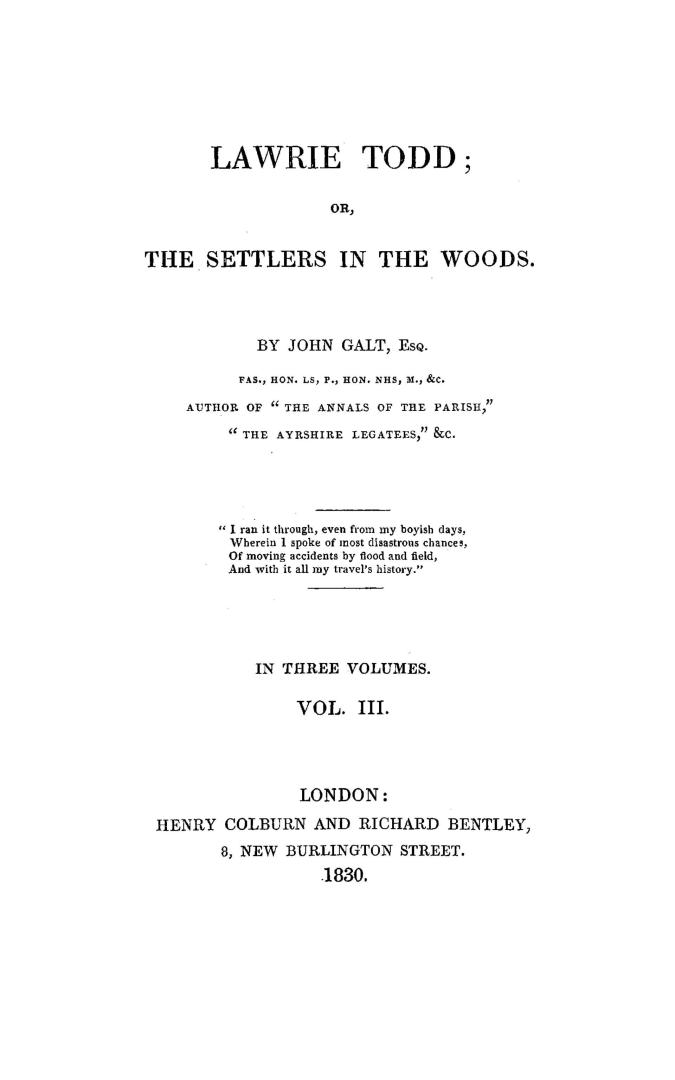 Lawrie Todd, or, The settlers in the woods (volume 3)