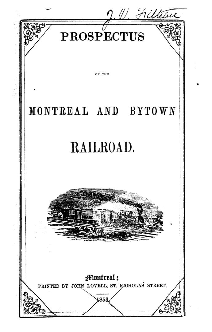 Prospectus of the Montreal and Bytown railroad