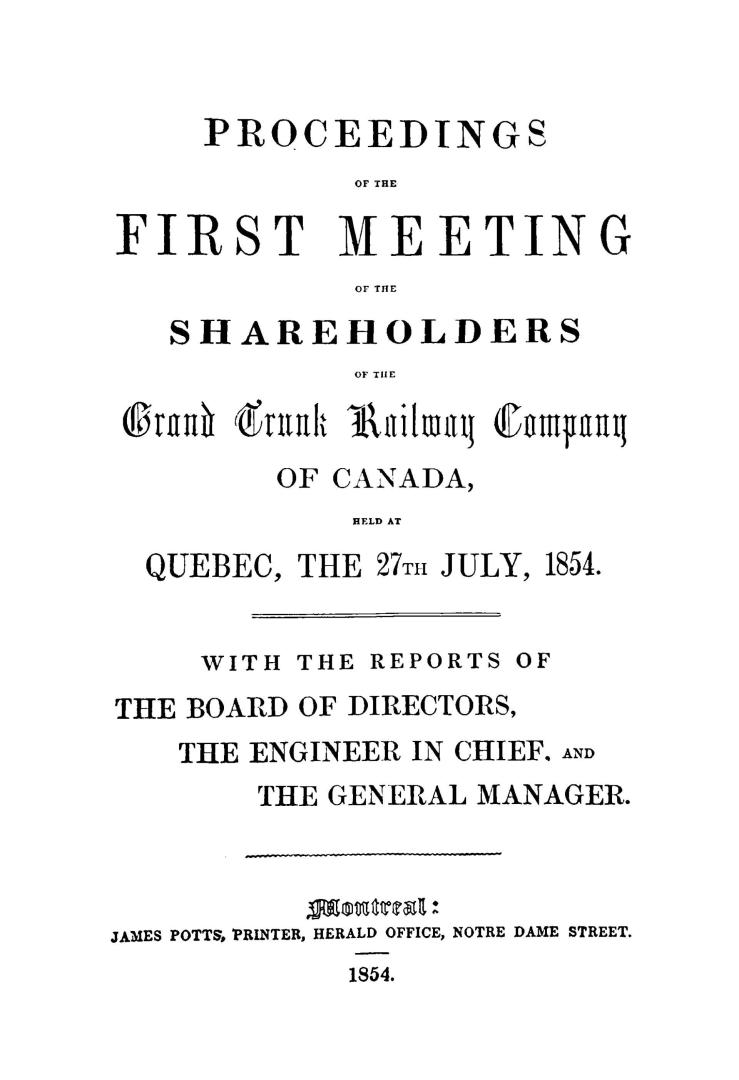 Proceedings of the...annual general meeting of the shareholders ...with...reports...with the accounts for the half-year