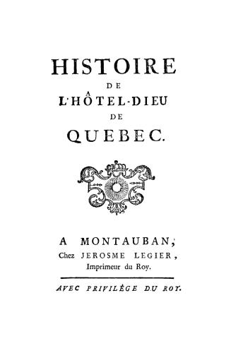 Histoire de l'Hôtel Dieu de Québec