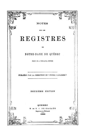 Notes sur les registres de Notre-Dame de Québec